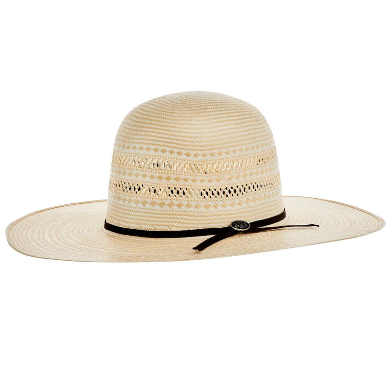 20X Two Tone Double Row Vent 4 1/2 Inch Brim Open Crown Straw Cowboy Hat