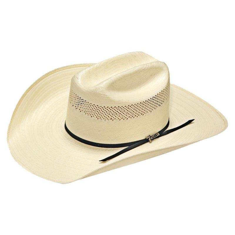 20X Single Row Vent Ivory Shantung 4 1/4 Inch Brim Precreased Straw Cowboy Hat