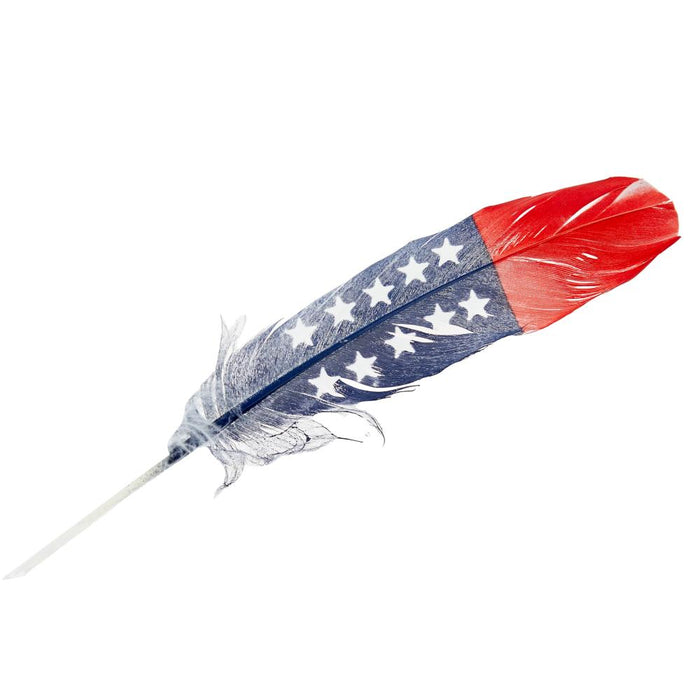 Hand Painted Red White and Blue Feather
