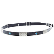 Black Leather Hat Band with Tbird and Turquoise Accent