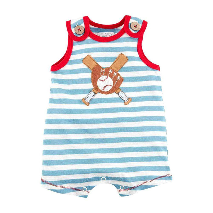 Mud Pie Striped Baseball Baby Romper