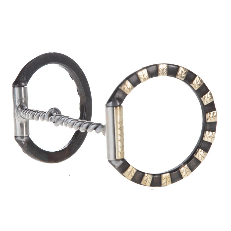 Slow Square Twist Engraved D Ring Snaffle Bit