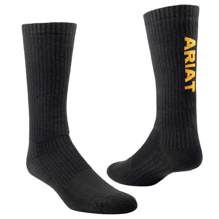 Men's Ariat Black Cotton 3 pk Mid Calf Socks