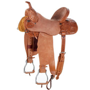 14.5in 1/2 Breed Rose Floral Barrel Saddle