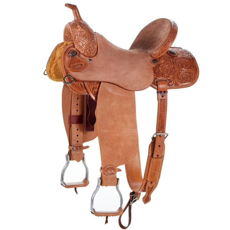 14.5in 1/2 Breed Rose Floral Barrel Saddle