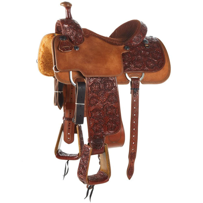 3/4 Breed Floral Team Roper With Quilted Seat