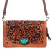 Floral Tooled Crossbody Organizer Purse