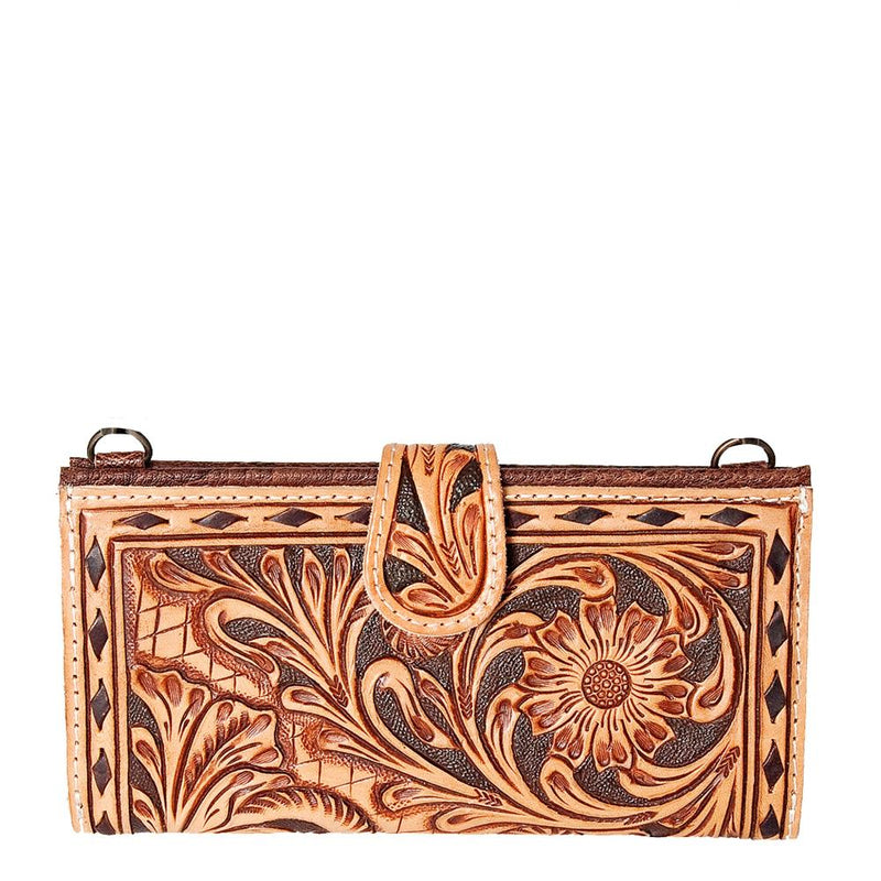 Floral Tooled Crossbody Clutch