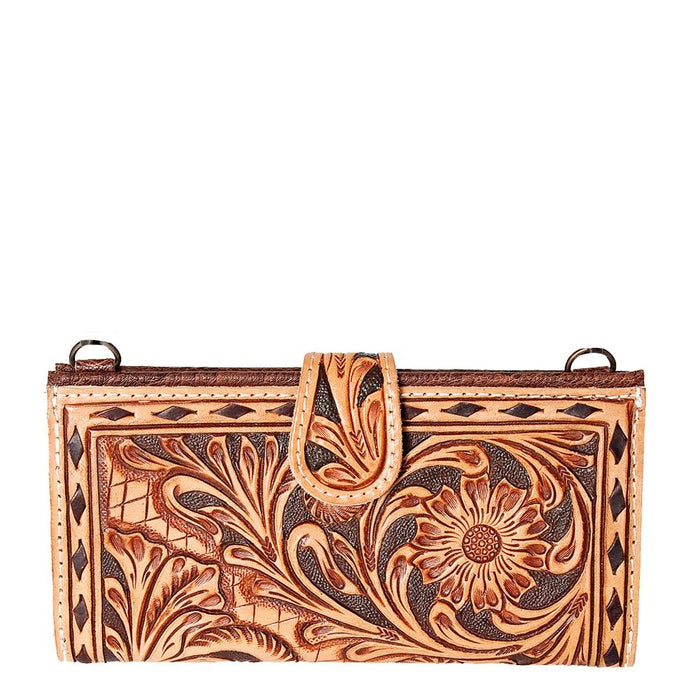 Floral Tooled Crossbody Clutch
