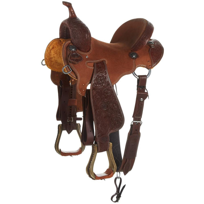 Heavy Oil Wyoming Flower with Overlay Seat Rig Barrel Saddle