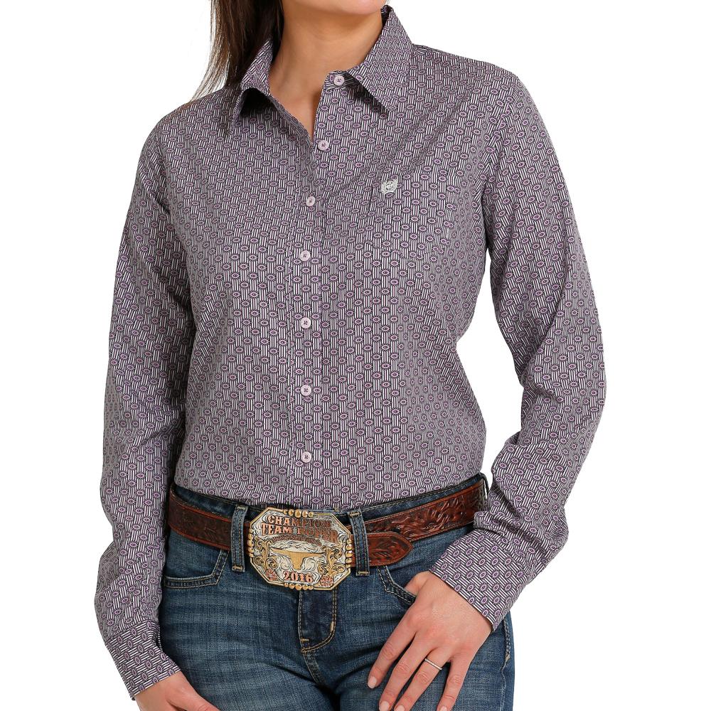 Cinch Men's Solid Purple Button-Down Long Sleeve Western Shirt