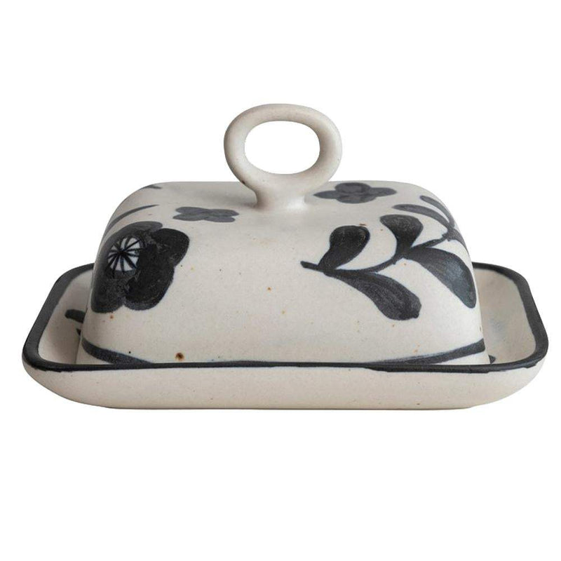 Hand Painted Stoneware Butter Dish