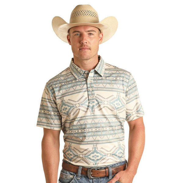 Rock N Roll Cowboy Men's Aztec Print Polo