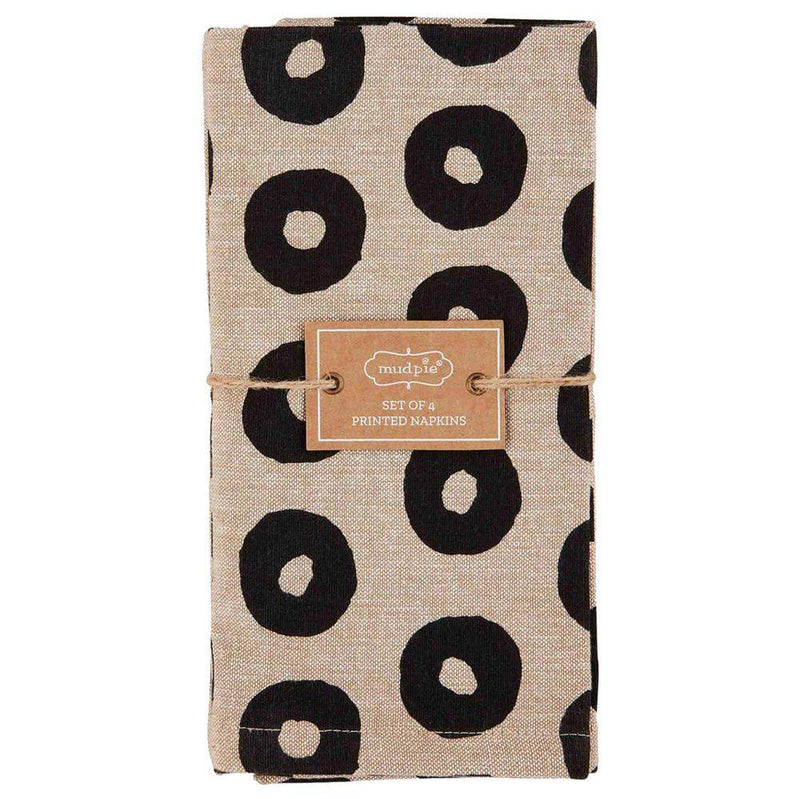 Mud Pie Black Circle Napkin Set