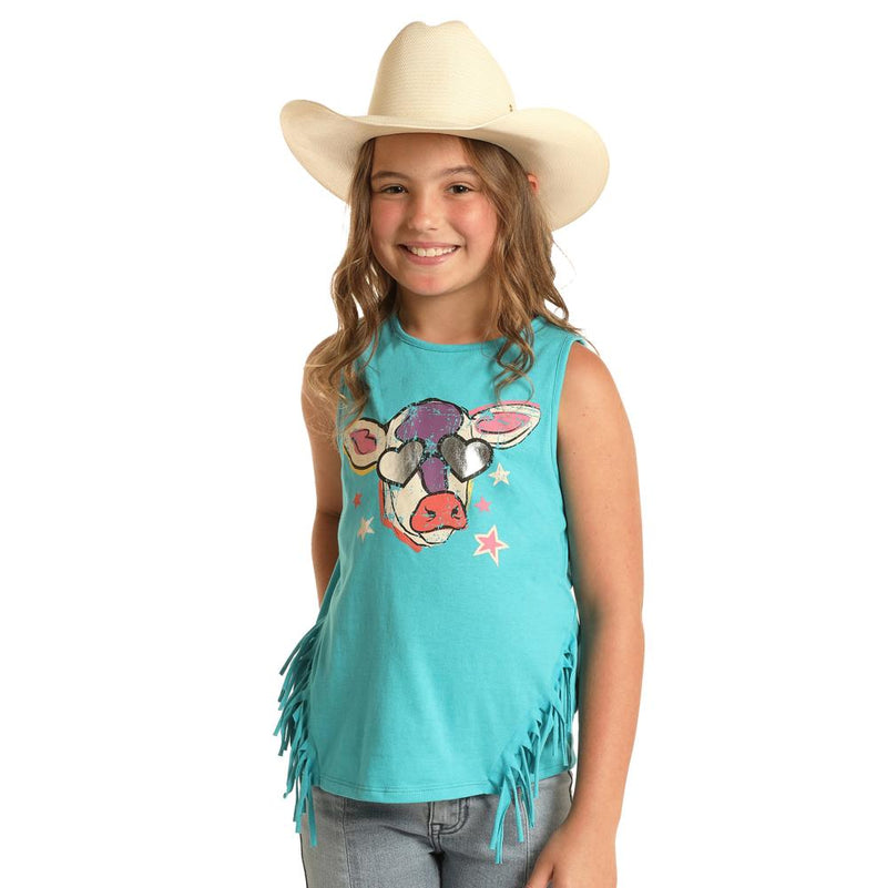 N Cowgirl Girls Graphic Fringe Tank