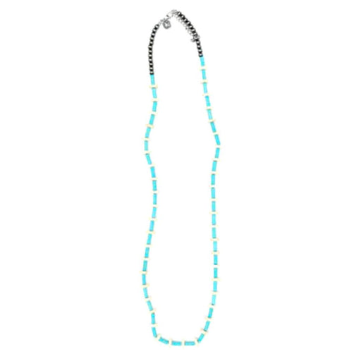 Turquoise Tube and Ivory Beaded Necklace