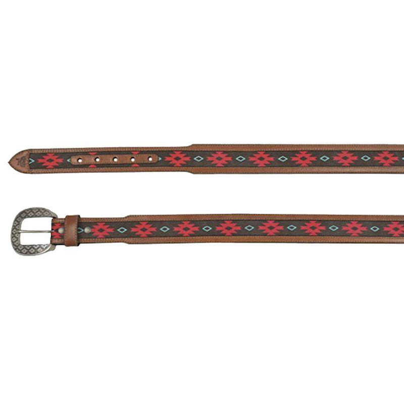 Mens Red Dirt Hat Co Mens Tapered Belt Red & Turq Southwest Pattern