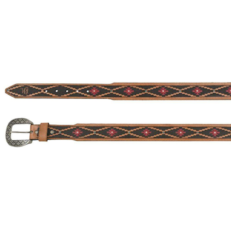 Mens Red Dirt Hat Co Tapered Belt Tooled Southwest Pattern