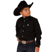 Boy's Solid Black Button Down Shirt