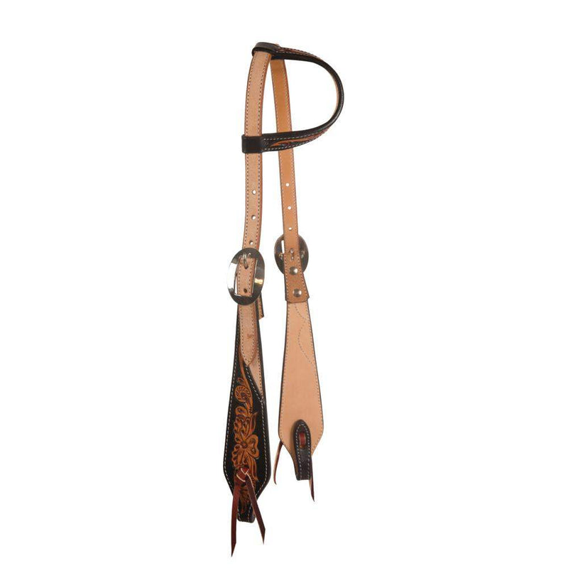 Professionals Choice Black Floral Roughout Single Ear Headstall