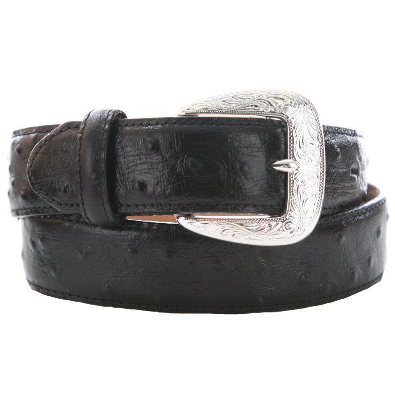 Men's Tony Lama Black Ostrich Dress Belt