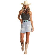 Rock & Roll Denim and Womens Asymmetrical Closure Skirt