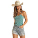Rock & Roll Denim and Womens Teal Exposed Seams Tank