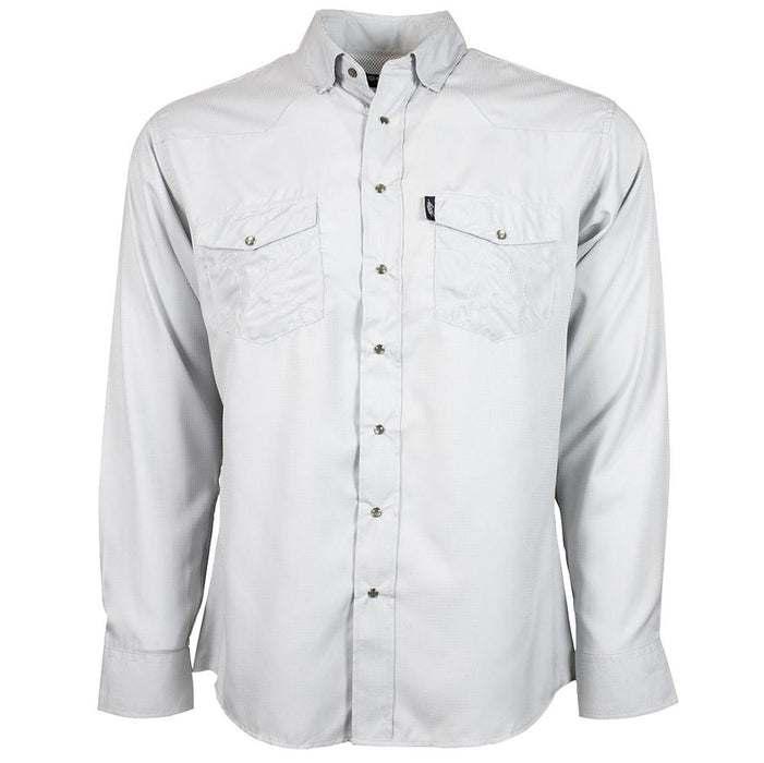 Mens Sol Grey Long Sleeve Pearl Snap with Lens Cleaner