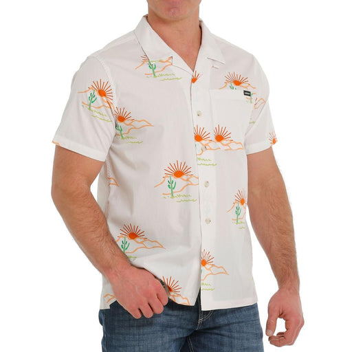 CINCH Jeans  Men's Hawaiian Print Short Sleeve Camp Shirt - White