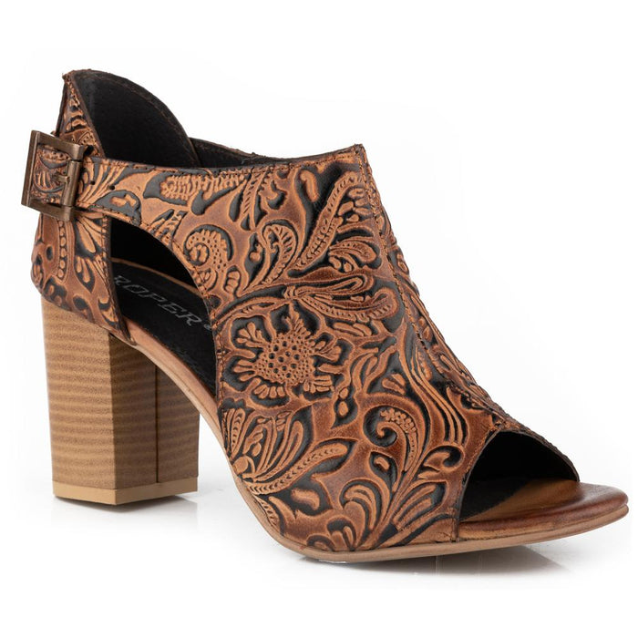 Women's Mika Closed Back Brown Embossed Leather Mule 3In Heel