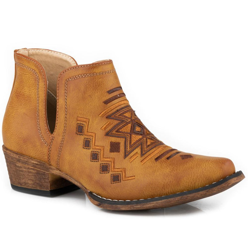 Women's Ava Tan Faux Leather Snip Toe Bootie