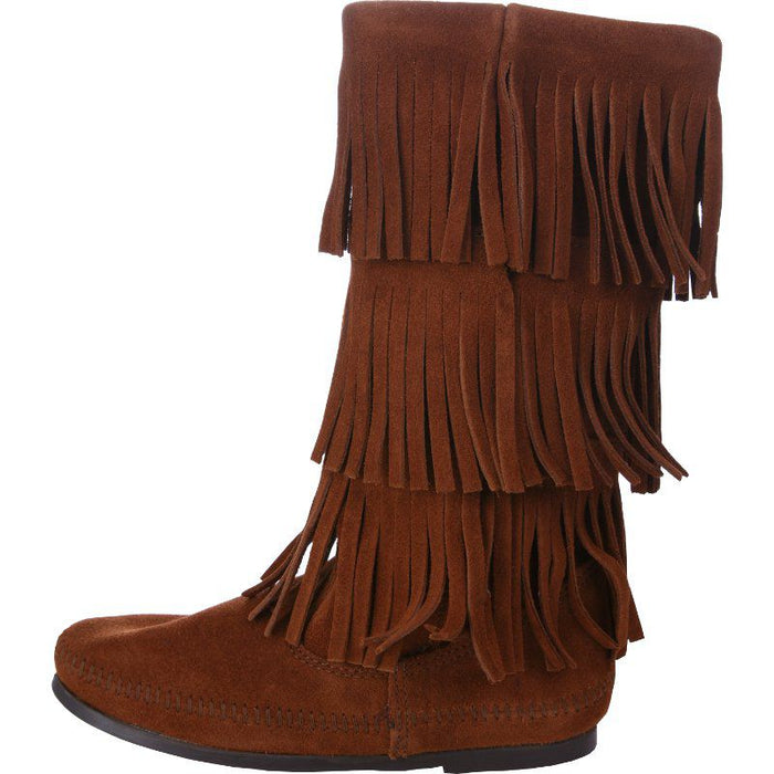 Minnetonka Women's Minnetonka Brown 3 Layer Fringe Boots