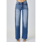 Women Dipped V Wide Leg Jeans