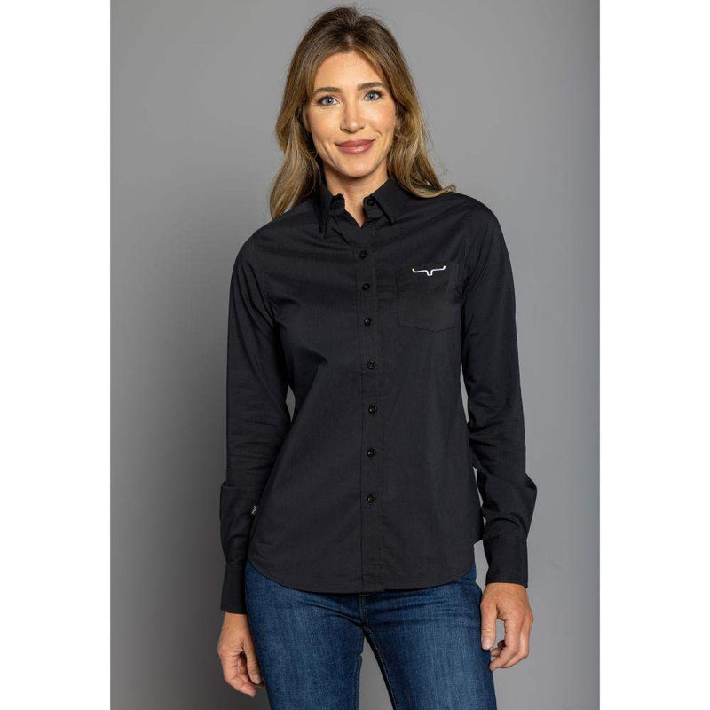 Women's Black KR Team Button Down Shirt - Long