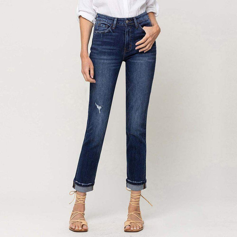 Flying Monkey Women's Cuffed Stretch Boyfriend Jeans - Resident