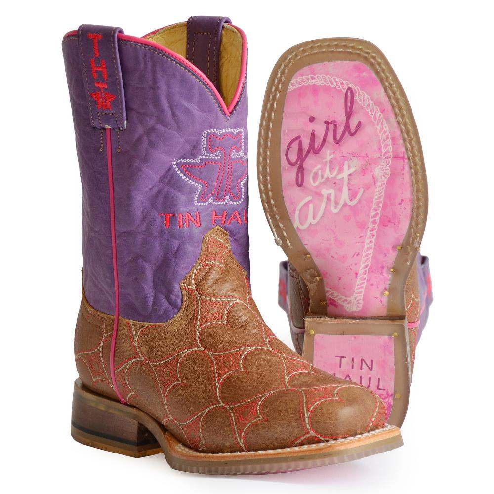 Tin Haul Footwear Youth Lotta Heart with Cowgirl Heart Sole Boot