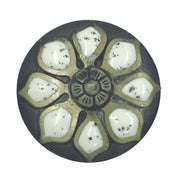 White Stone Flower Petal Brass Antique 1 1/2 Inch Concho