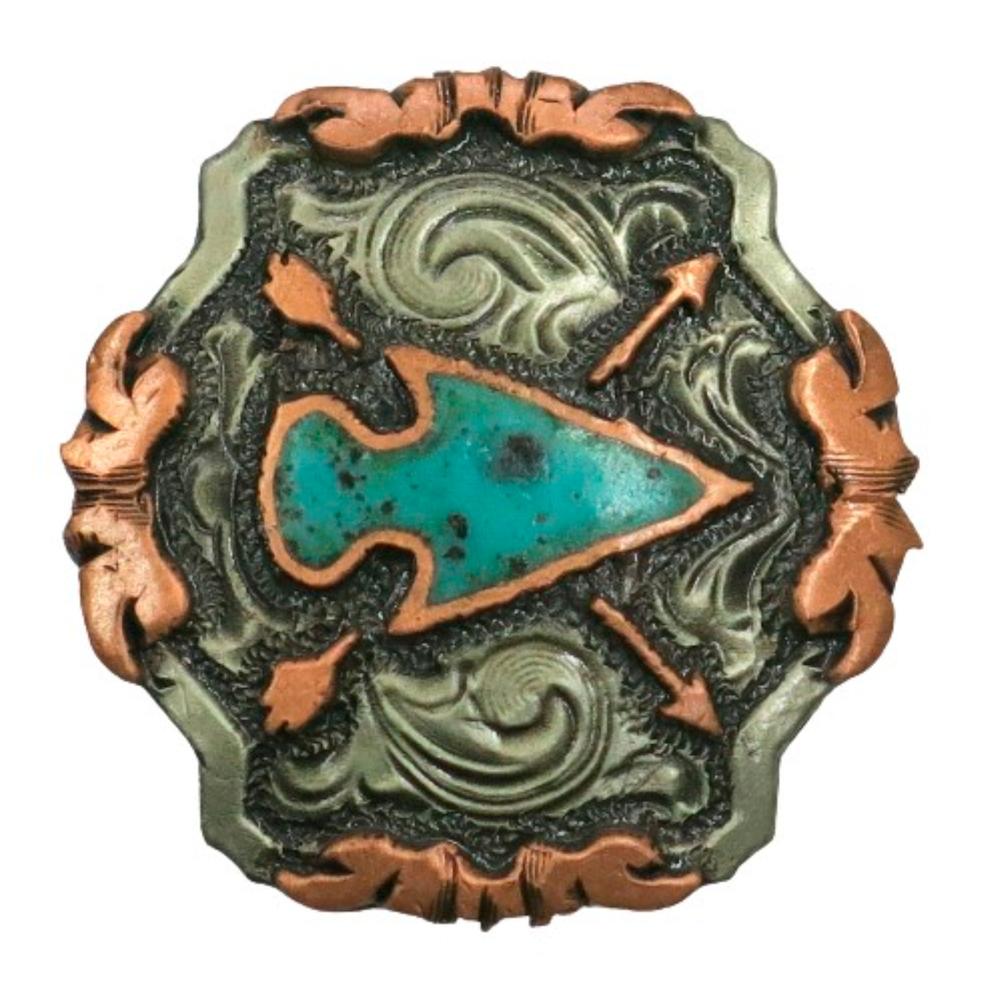 Concho RECTANGLE avec inscrustation - ARGENT VIEILLI - 36 x 25 mm