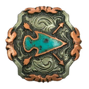 Antique Silver Copper Turquoise Arrowhead 1 1/2 Inch Concho