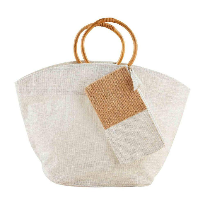 Mud Pie Cream Neutral Jute Tote Set
