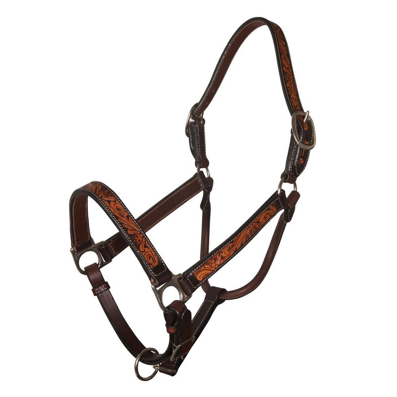 Black Floral Leather Halter