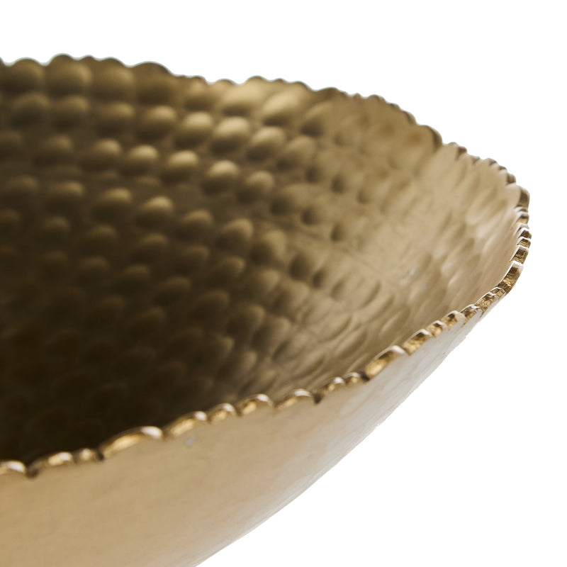 India Handicrafts Gold Hammered Torn Edge Bowl