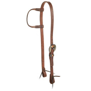 Oiled 3/4 Inch Single Ear Headstall with a Floral Heel Buckle