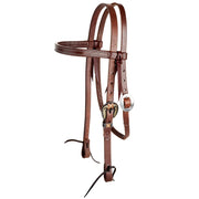 Oiled 3/4 Inch Browband Headstall with Floral Heel Buckle