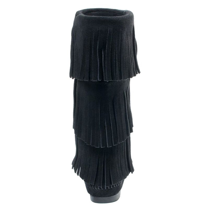Minnetonka Women's Black 3 Layer Fringe Boots