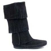 Minnetonka Women's Black 3 Layer Fringe Boots