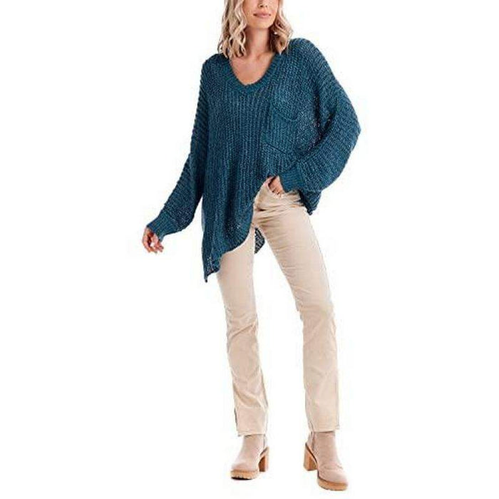 Mud Pie Women's Oscar Teal V-Neck Sweater