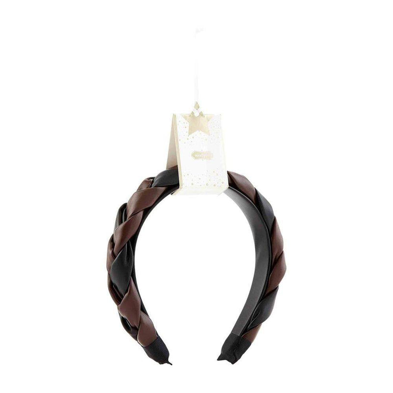 Mud Pie Braided Brown Leather Headband