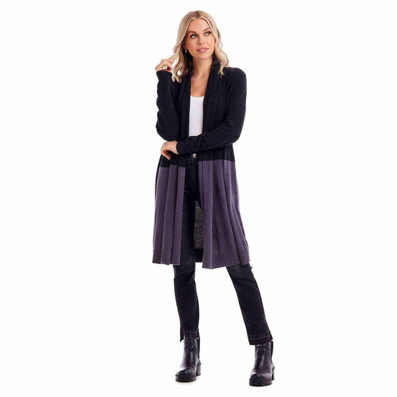 Mud Pie Women's Black Pip Colorblock Cardigan
