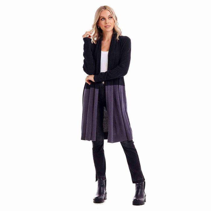 Mud Pie Women's Black Pip Colorblock Cardigan